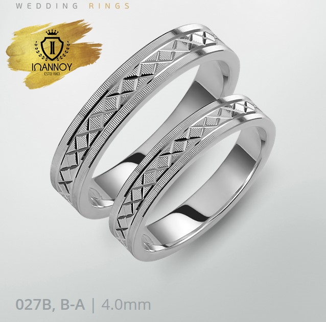 Wedding Rings Pair 027B, B-A/4.0MM