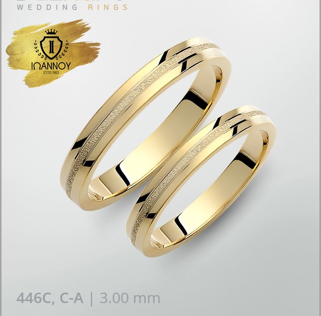 Wedding Rings Pair 446C, C-A/3.0MM