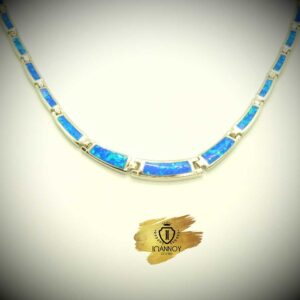 Women's Necklace Meander Blue Opal