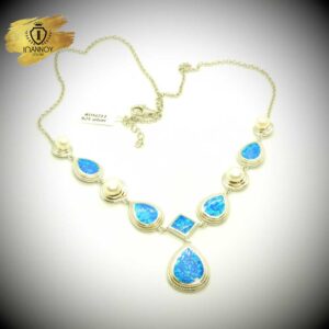 Women's Necklace Opal with Pearls